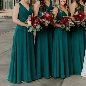Emerald Floor Length Chiffon Bridesmaids Dress
